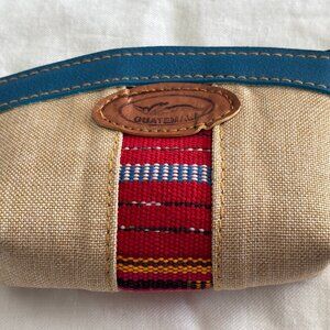 Handmade Guatemala Woven Fabric & Canvas Zip Pouch – Blue Trim